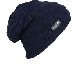 iSWEVEN Unisex Navy Blue Self-Design Beanie Cap-image-91