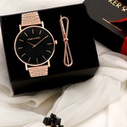 JOKER & WITCH Women Rose Gold-Toned & Gold-Toned Venus Love Triangle Watch Gift Set JWLT48-image-26