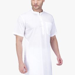 RAJUBHAI HARGOVINDAS Men White Solid Straight Kurta-picture-58
