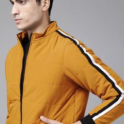 Roadster Men Mustard Yellow Solid Padded Jacket-image-24