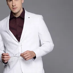 Louis Philippe Men Checked Single-Breasted Slim-Fit Formal Blazer-image-24