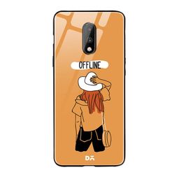 DailyObjects Orange & White Offline OnePlus 7 Glass Cover-39