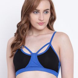 La Intimo Black & Blue Colourblocked Non-Wired Lightly Padded T-shirt Bra LIFBR003BK0-image-41