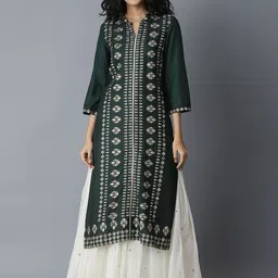 W Women Green Printed Kurta-image-80