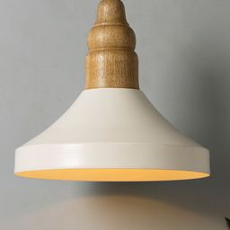 Homesake White Solid Handcrafted Parker Metal and Wood Hanging Light-21