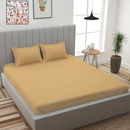 Story@home Beige & Peach-Coloured Floral 210 TC 2 King Bedsheet with 4 Pillow Covers-picture-14