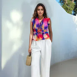 Stylecast X Hersheinbox Ombre Print Tiered Top with Tie-Up Detail-image-76