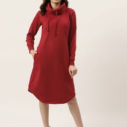 BRINNS Maroon Cowl Neck Midi Jumper Dress-image-20