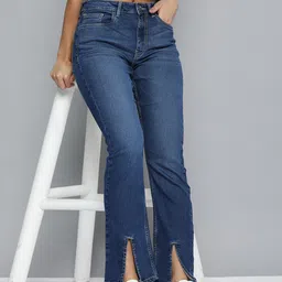 Flying Machine Women Navy Blue Straight Fit High-Rise Heavy Fade Stretchable Jeans-image-50