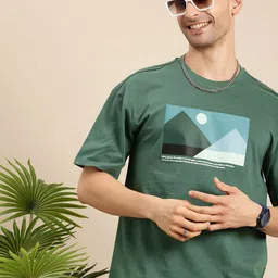 Mast & Harbour Printed Drop-Shoulder Sleeves Relaxed Fit Pure Cotton T-shirt-picture-29