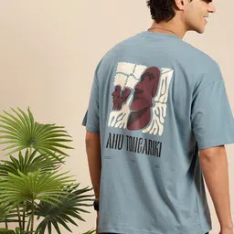 Mast & Harbour Printed Drop-Shoulder Sleeves Relaxed Fit Pure Cotton T-shirt-picture-41