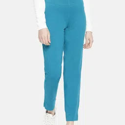 Dollar Missy Women Blue Smart Straight Fit Solid Cigarette Trousers-image-74
