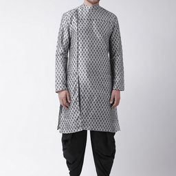 DEYANN Men Grey & Black Printed Kurta with Patiala-picture-7