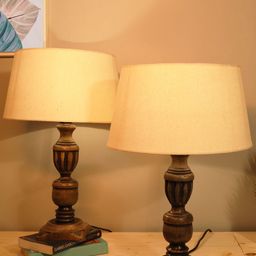 Homesake Beige & Black Contemporary Handcrafted Bedside Standard Lamp-49
