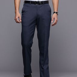 Louis Philippe Men Slim Fit Checked Formal Trousers-image-27