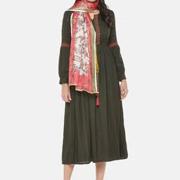 Ethnicity Off-White & Coral Printed Dupatta-picture-22