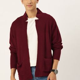 Mast & Harbour Men Self Design Front-Open Sweater image 2