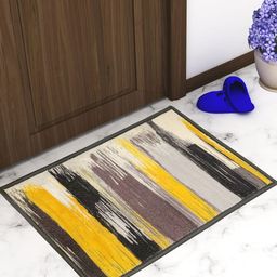 Athom Trendz Set Of 3 Yellow & Black Printed Premium Anti-slip Doormat-13