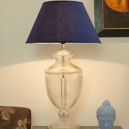 THE LIGHT STORE Blue Self Design Bedside Standard Table Lamp with Shade-50
