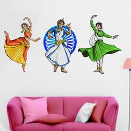 rawpockets Blue & Green Indian Tri Color Classical Dance Vinyl Wall Sticker-image-78