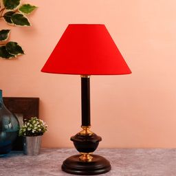 Devansh Red & Black Traditional Table Lamp with Shade-0