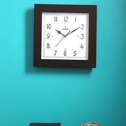 Horo White & Black Handcrafted Square Solid Analogue Wall Clock-13