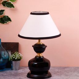 Devansh White & Black Traditional Bedside Standard Table Lamp-36