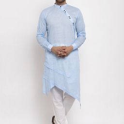 KLOTTHE Men Blue Solid Straight Kurta-image-54