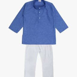 Superminis Boys Blue & White Solid Kurta with Pyjamas-42