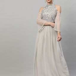 STREET 9 Women Grey Embellished Maxi Dress-image-21