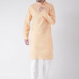 SG LEMAN Men Orange & White Solid Kurta with Pyjamas-picture-34