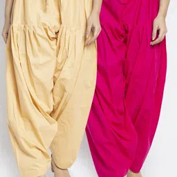 GRACIT Women Pack Of 2 Pink & Beige Solid Salwars-picture-58