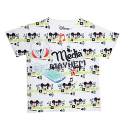 Disney by Wear Your Mind Boys White Printed Boat Neck T-shirt-image-99