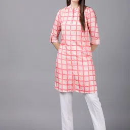 Vishudh Coral Pink Checked Tunic-53