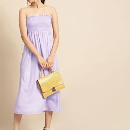 DODO & MOA Women Lavender Solid A-Line Dress-image-76