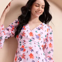Mast & Harbour Floral Print Bell Sleeve A-Line Midi Dress-picture-42