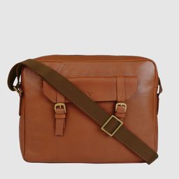 Hidesign Men Tan-Brown Solid Leather Laptop Bag-27