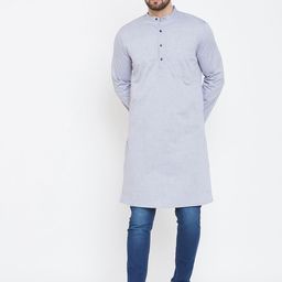 even Men Grey Solid Straight Kurta-image-94