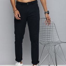R.Code by The Roadster Life Co. Men Solid Pure Cotton Chinos Trousers-image-36