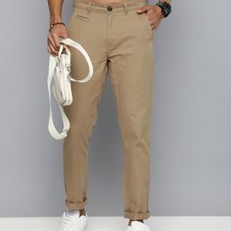R.Code by The Roadster Life Co. Men Solid Pure Cotton Chinos Trousers-image-3