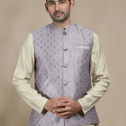 FILORI Woven Designed Mandarin Collar Nehru Jacket-58