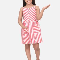 StyleStone Girls Pink & White Striped Fit and Flare Dress-picture-16
