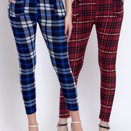KLOTTHE Women Pack Of 2 Multicoloured Checked Skinny-Fit Treggings-picture-16