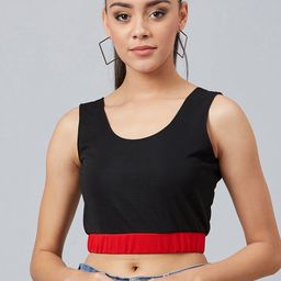 Athena Women Black Colourblocked Crop Top-image-47