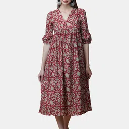 GULAB CHAND TRENDS Ethnic Motifs Formal A-Line Midi Dress-image-27