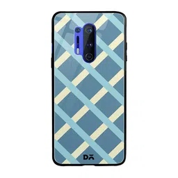 DailyObjects Blue & White Blueberry Diagonal Checks OnePlus 8 Pro Glass Case-13
