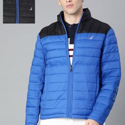 Nautica Men Blue Colourblocked Reversible Puffer Jacket-image-113