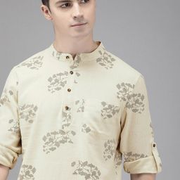 Anouk Men Beige & Black Printed Straight Kurta-image-38