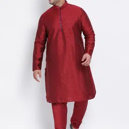 Hangup Men Maroon Solid Kurta with Pyjamas-35