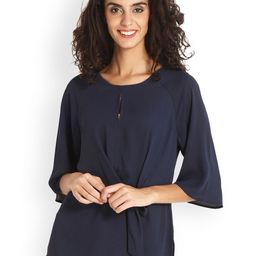 Gipsy Women Navy Blue Solid Cinched Waist Top-51